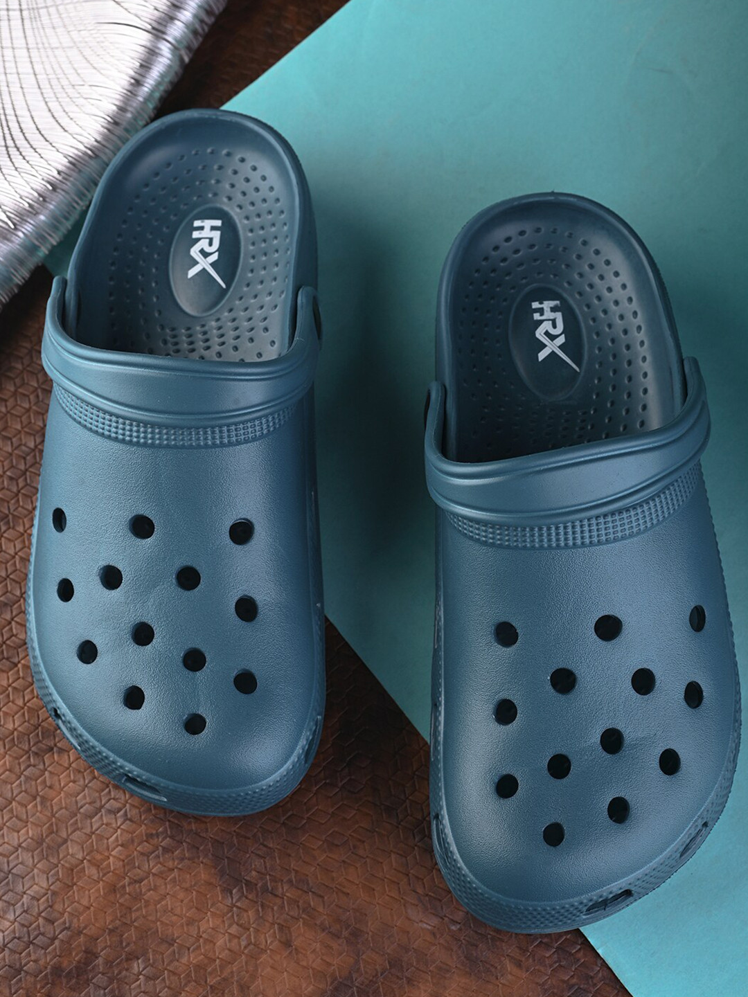 HRX by Hrithik Roshan Men Teal Blue Rubber Clogs