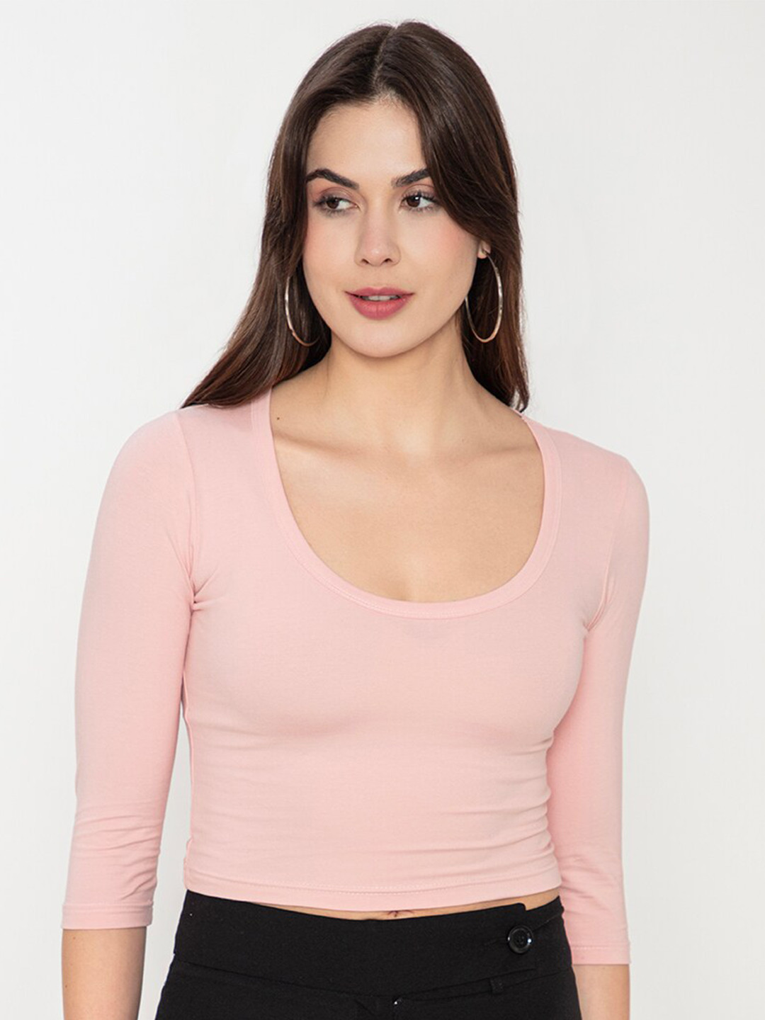 Finesse Scoop Neck Cotton Fitted Crop Top
