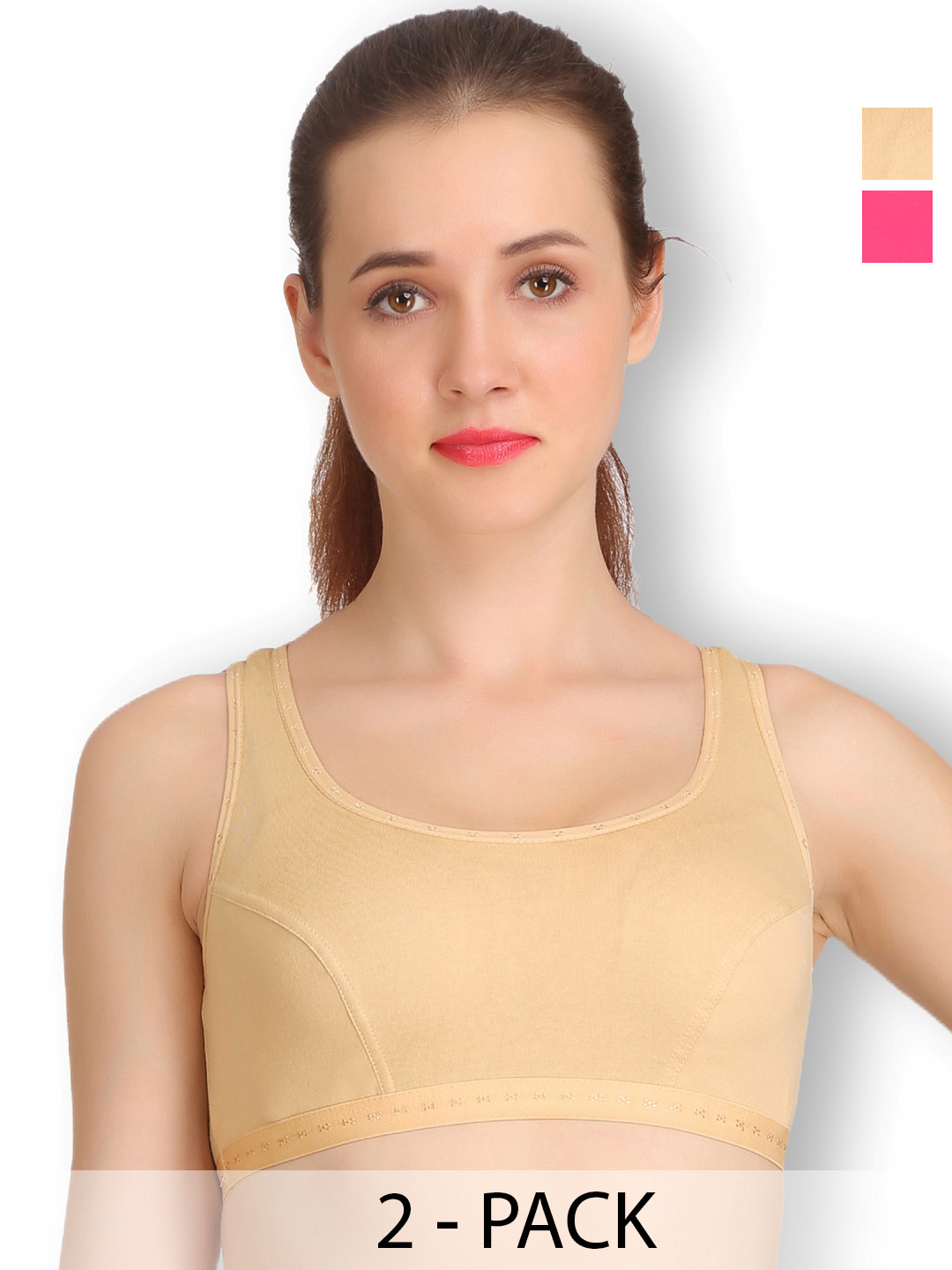 SELFCARE Pack Of 2 Full Coverage Non Padded Activewear Workout Bra - All Day Comfort