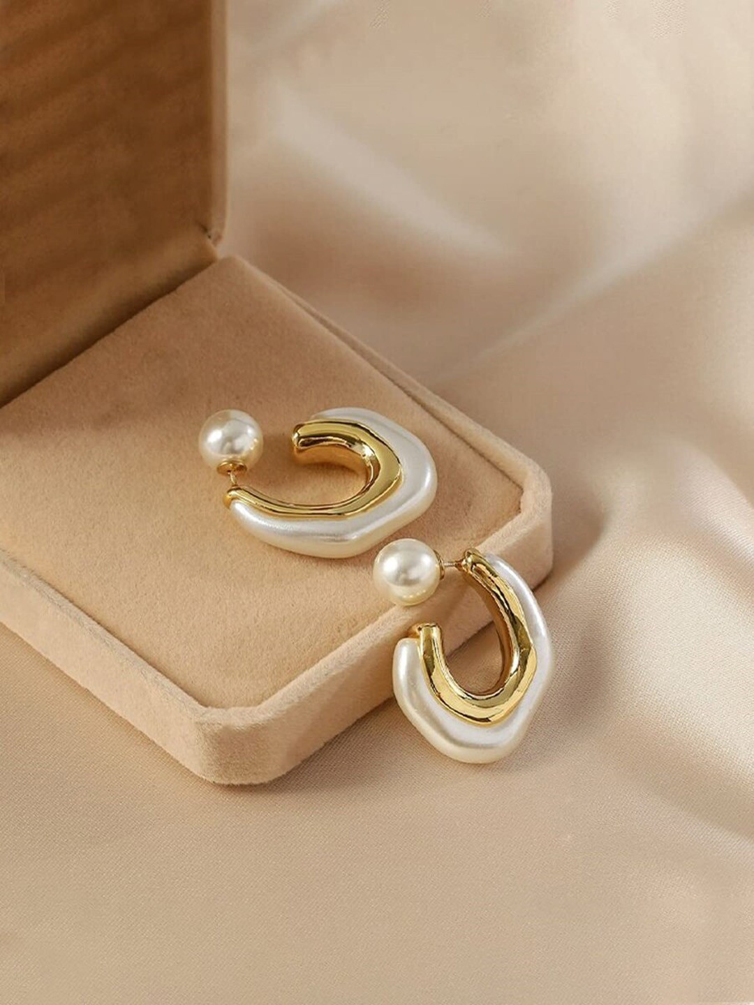 EL REGALO Contemporary Enamelled Double Sided Half Hoop Earrings