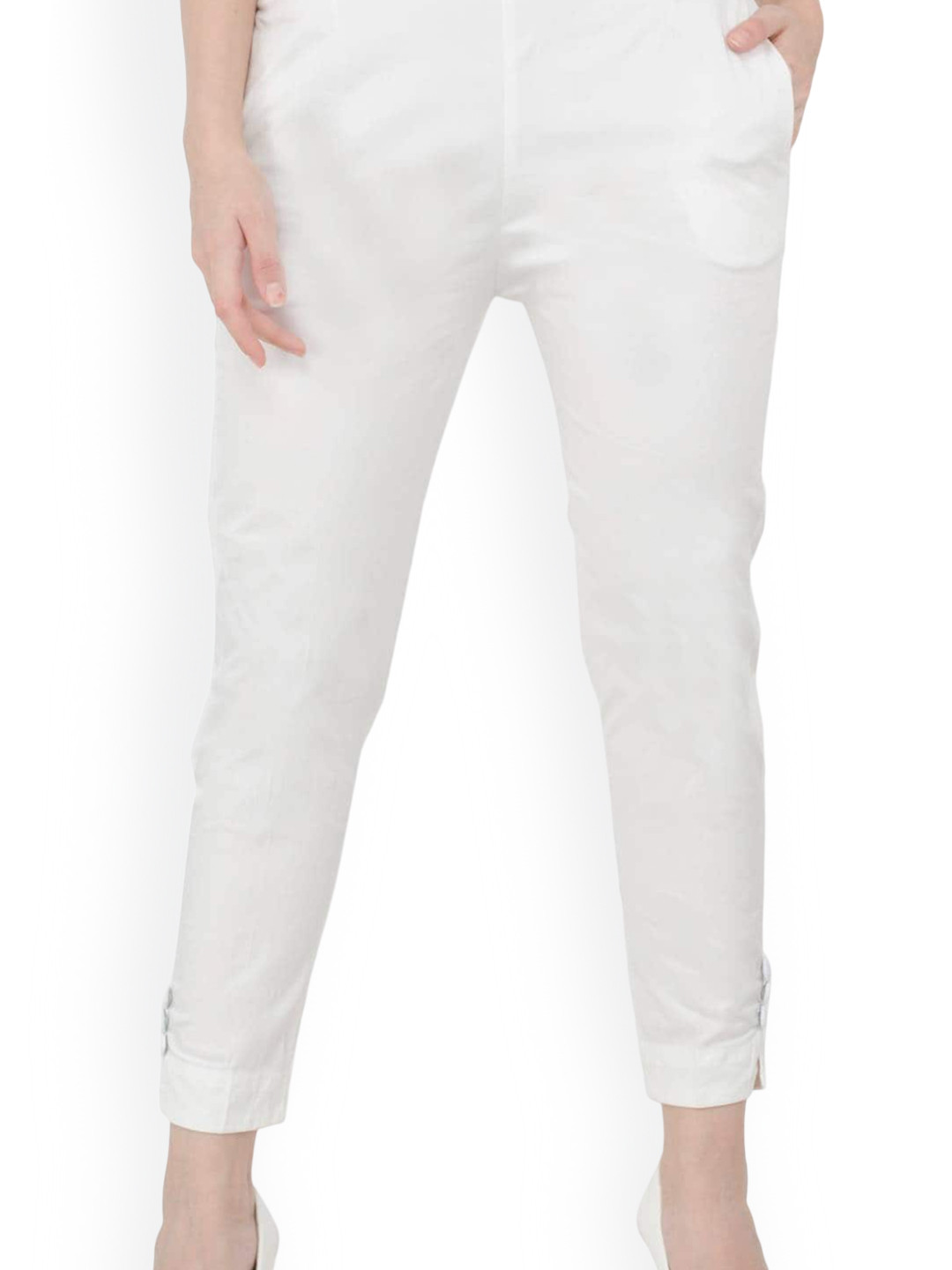 BAESD Women Slim Fit Mid Rise Cotton Trouser