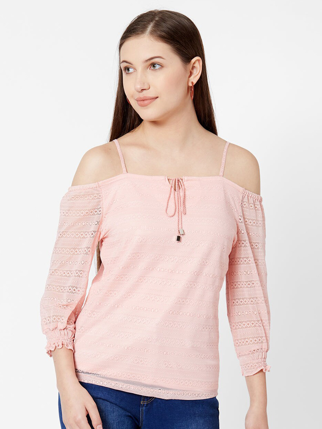 Kraus Jeans Shoulder Straps Cold-Shoulder Sleeves Top