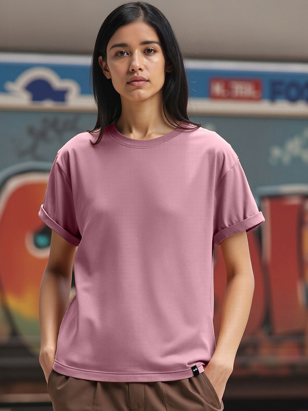 Bewakoof Drop-Shoulder Sleeves Relaxed Boyfriend Fit Cotton T-shirt