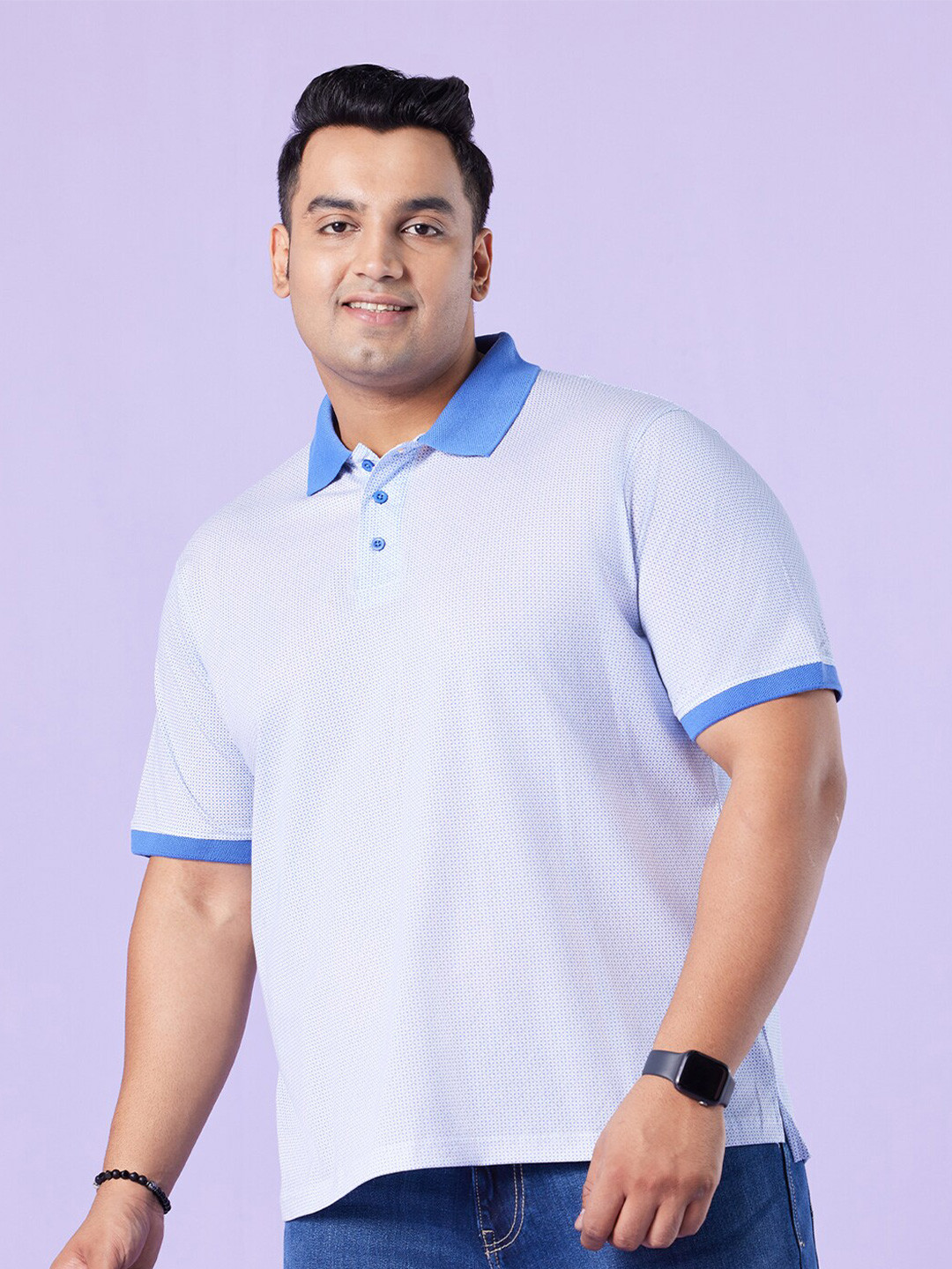 Big Hello - The Plus Life Hangout Self Design Polo Collar Cotton T-shirt