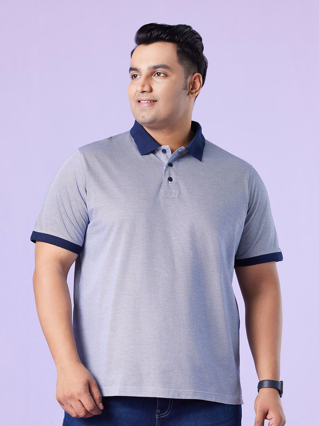 Big Hello - The Plus Life   Polo Collar Cotton T-shirt