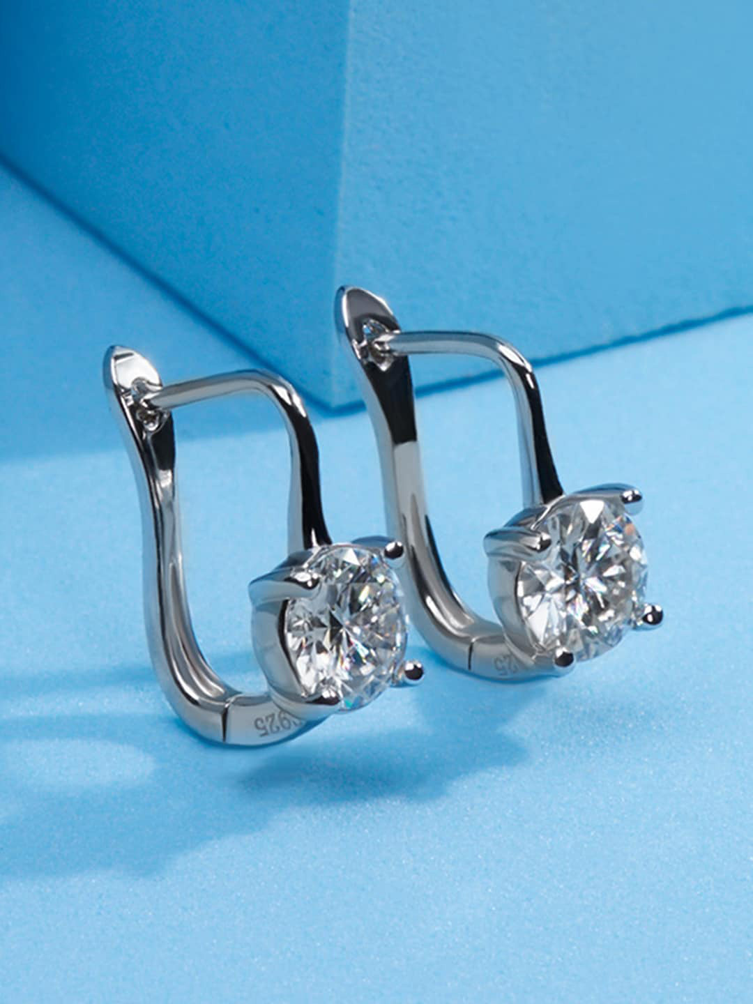 Peora Silver-Plated Cubic Zirconia Studded Contemporary Studs Earrings
