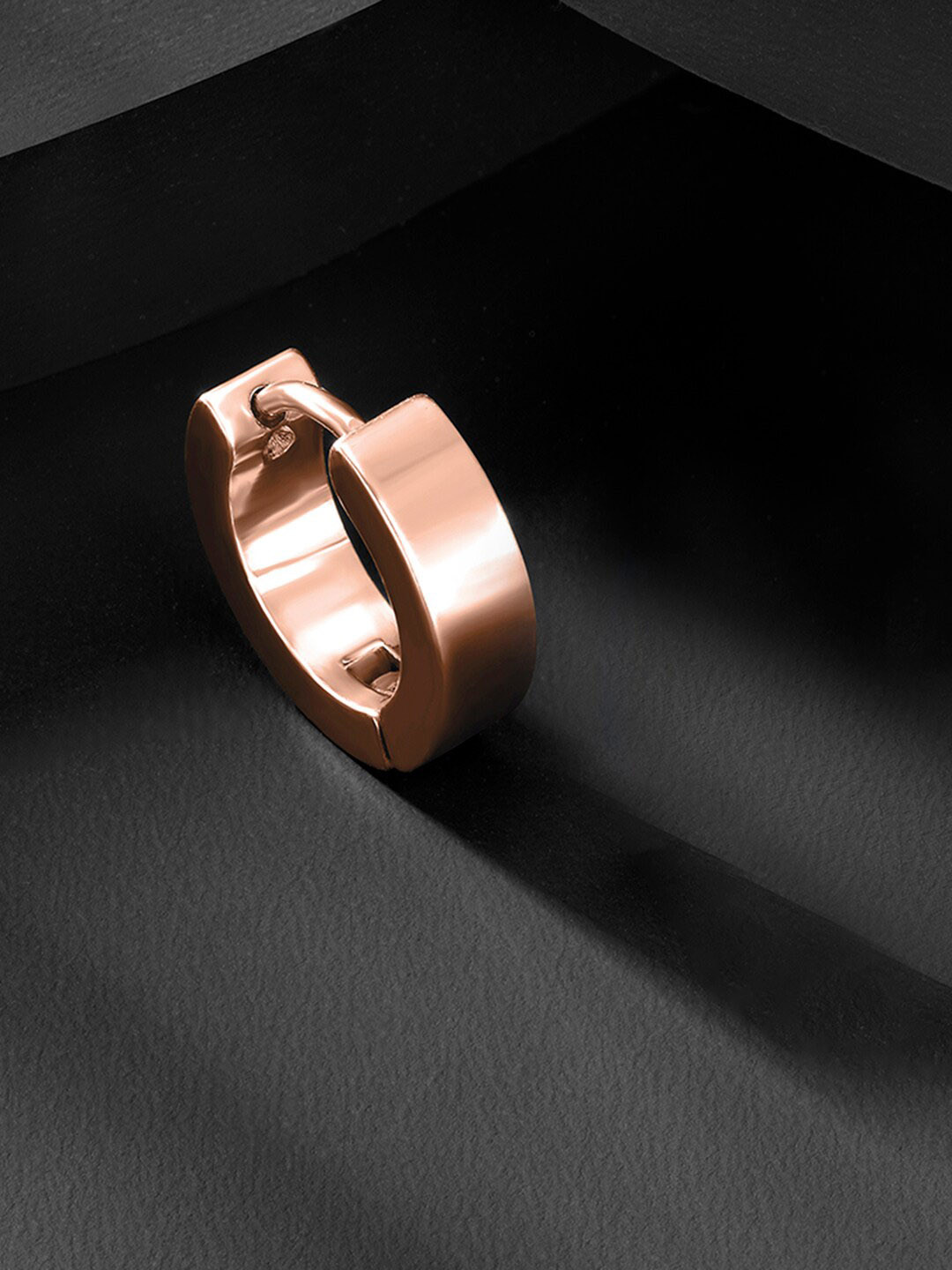 Peora Men Rose Gold-Plated Stainless Steel Contemporary Hoop Earrings