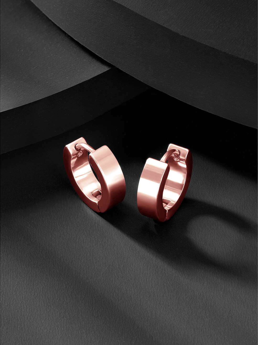 Peora Rose Gold Plated Stainless Steel Contemporary Hoop Earrings