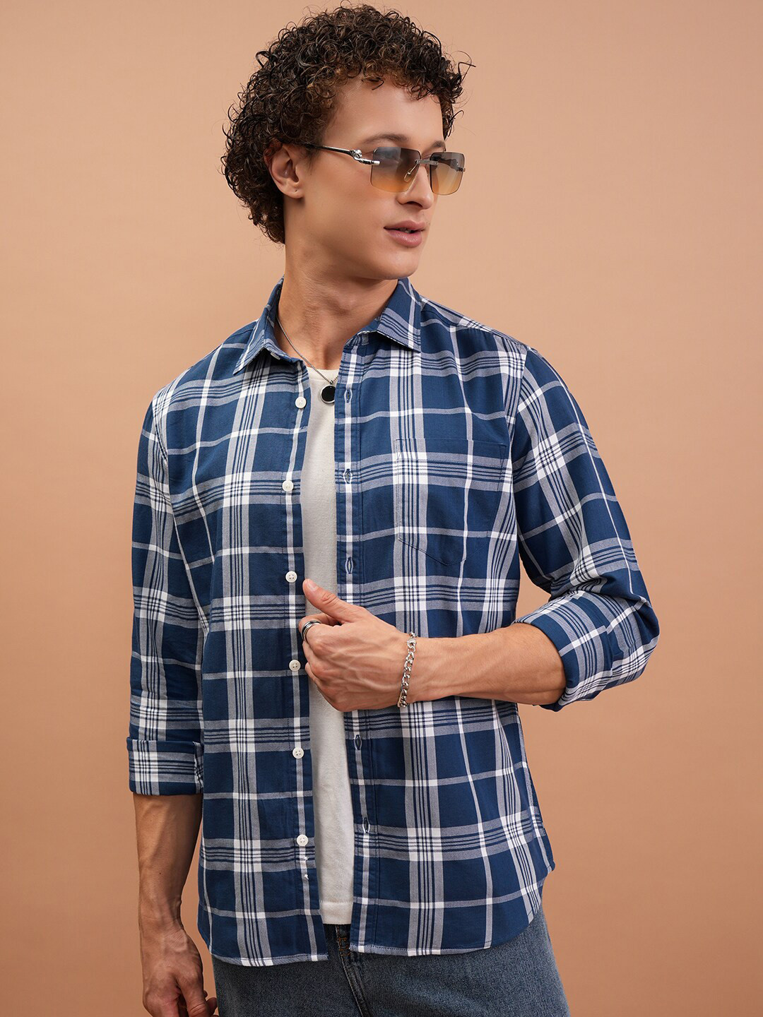 HIGHLANDER Reg Collar Checked Slim Fit Shirt