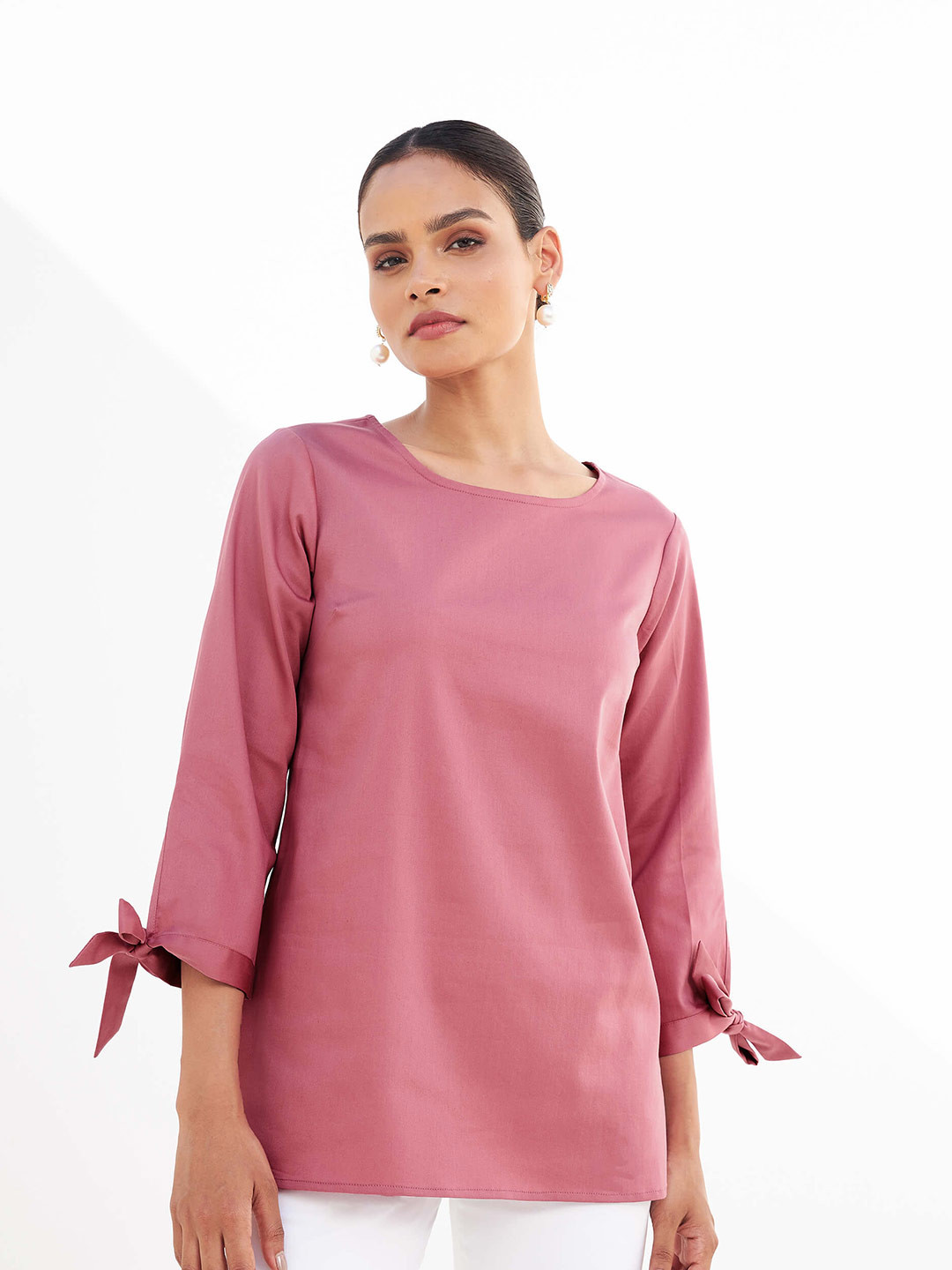 SALT ATTIRE Slit Sleeve Round Neck Top