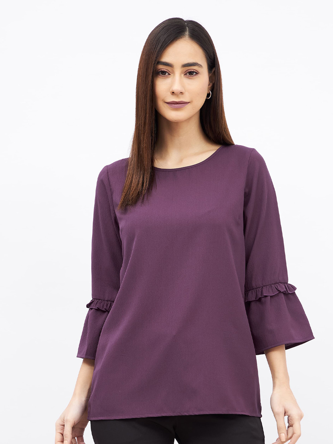 SALT ATTIRE Bell Sleeve Round Neck Top