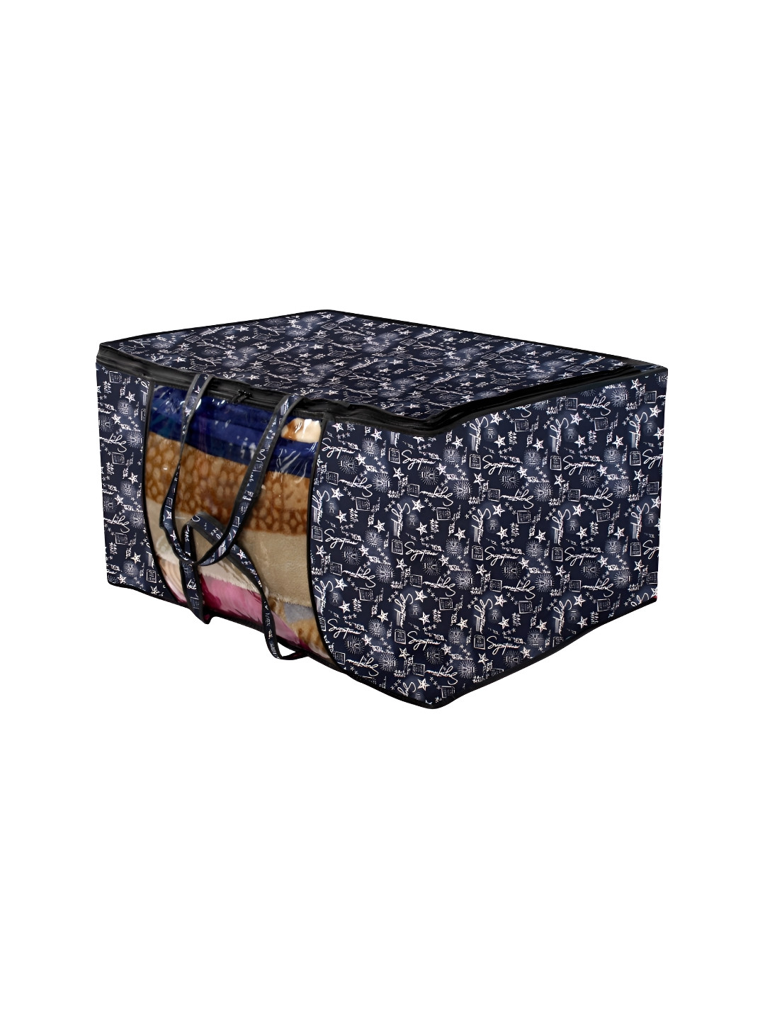 Stylista Blue & White Self Design Water Resistant Sweater Bag