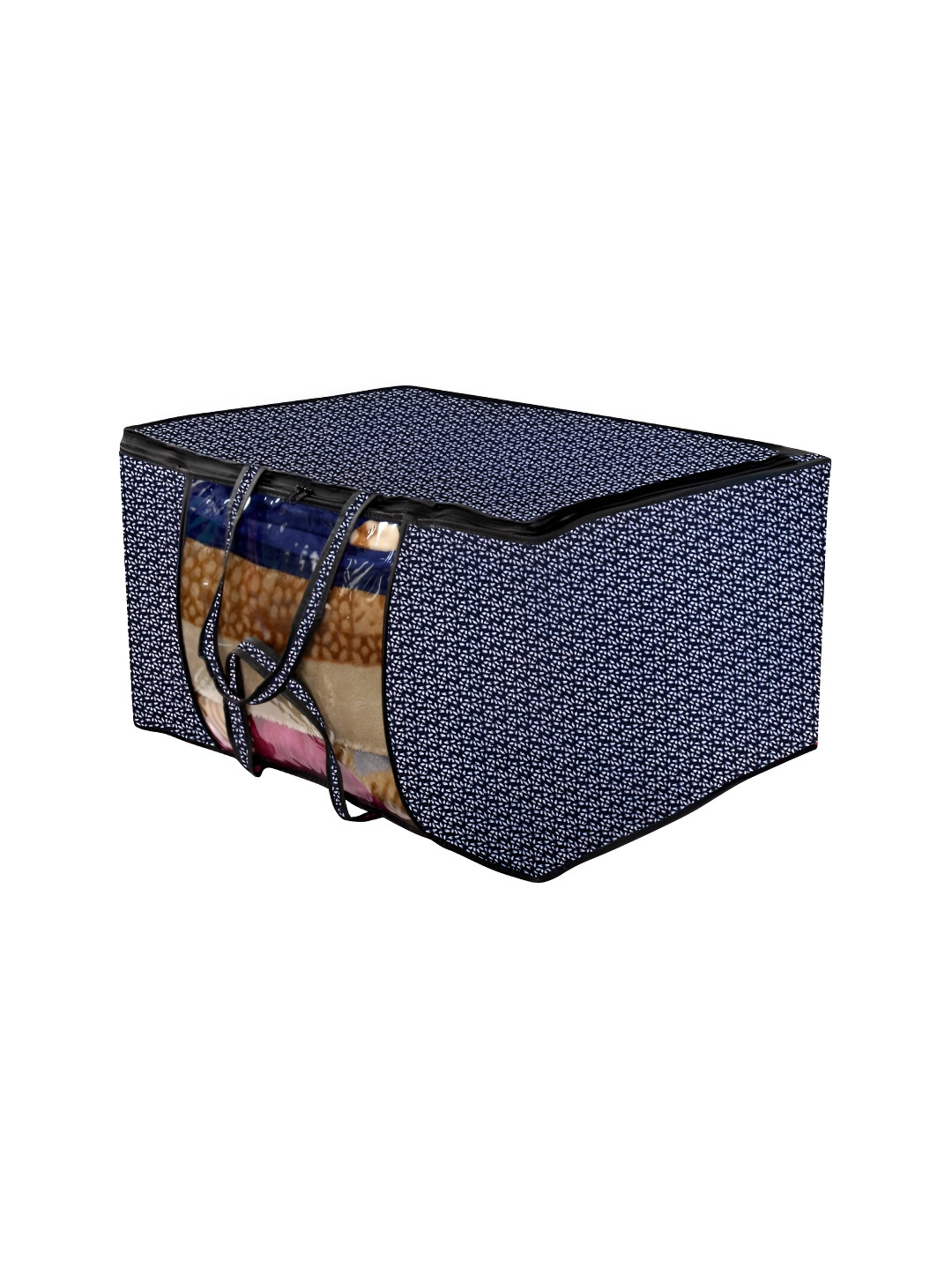 Stylista Blue & White Floral Printed Water Resistant Blanket Storage Organisers
