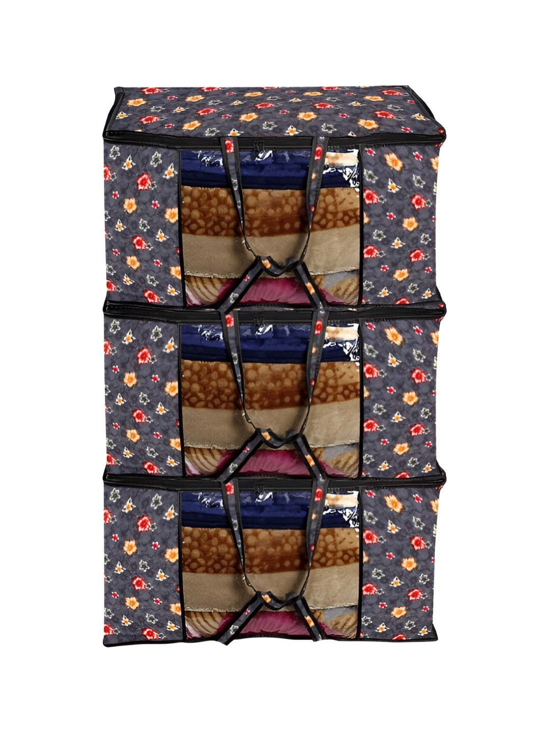 Stylista Grey & Red 3 Pieces Floral Printed Water Resistant Sweater Bags