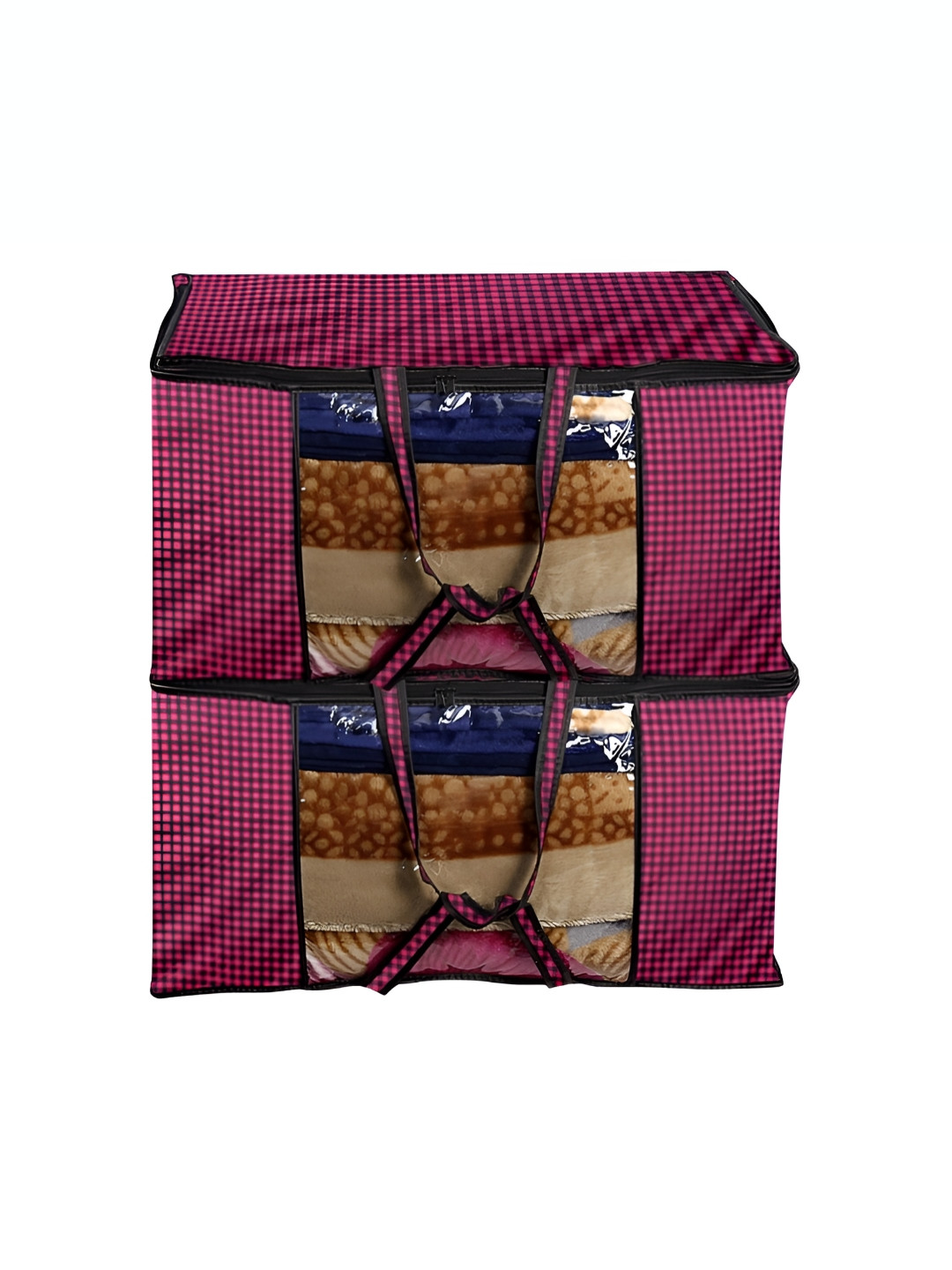 Stylista Magenta & Black 2Pcs Printed  Water Resistant Multi-Utility Organisers