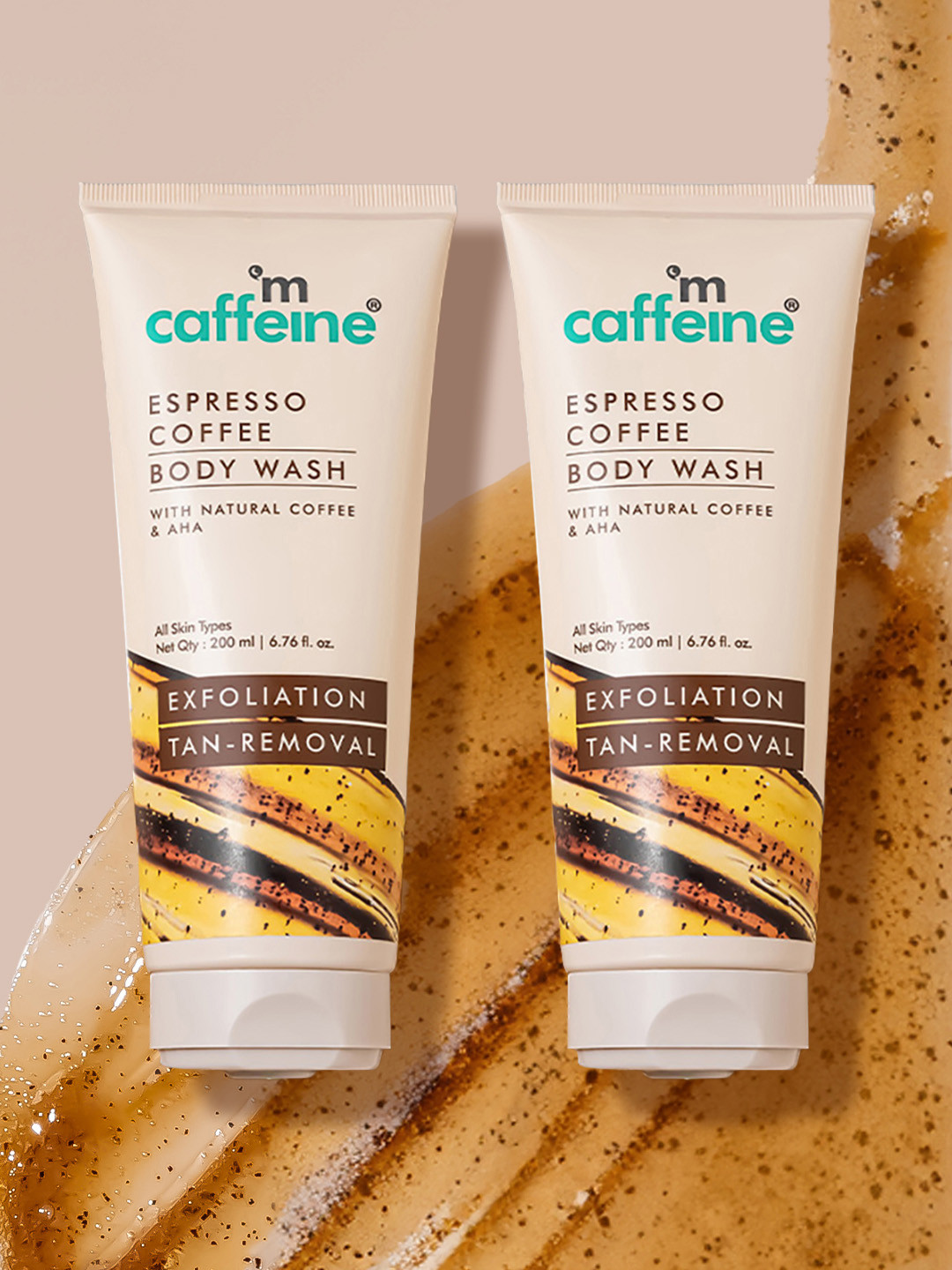 MCaffeine Espresso Set Of 2 Coffee Body Wash With Natural Coffee & AHA - 200ml Each