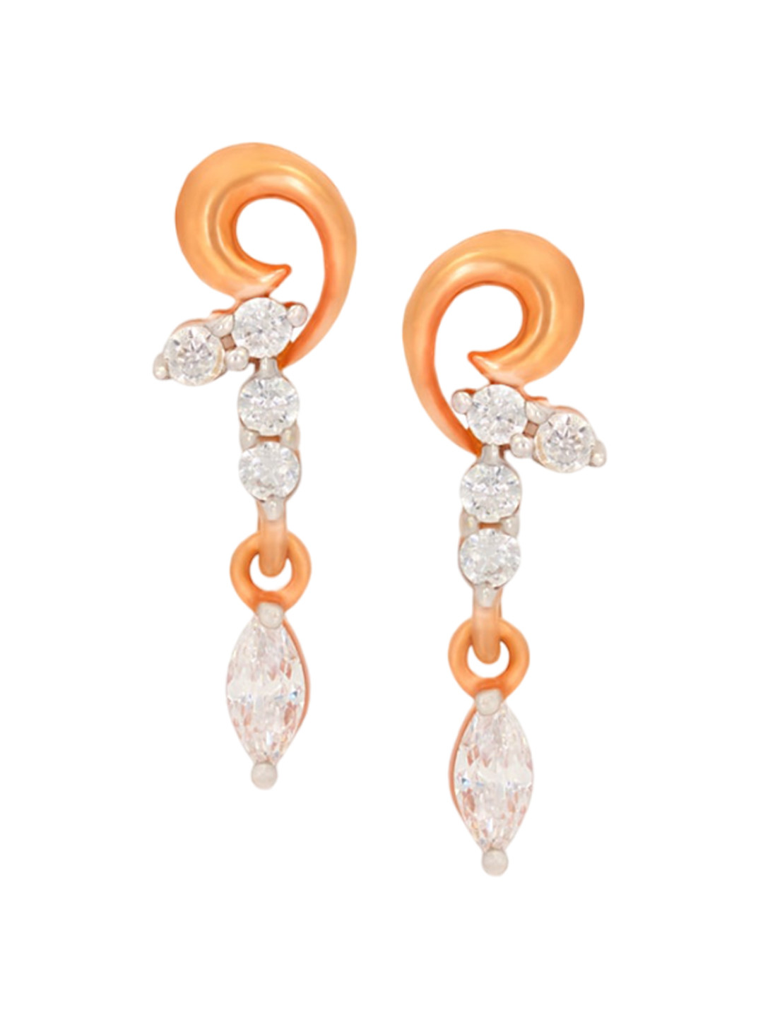 BHIMA Jewels 22K Hallmark 916 Purity Yellow And Rose Gold Hanging Stone Stud