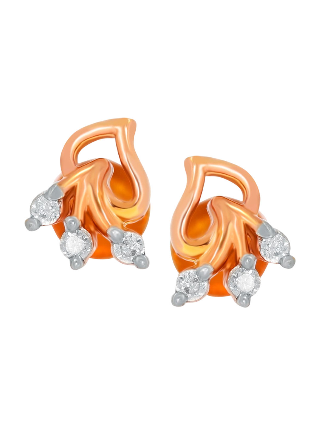 BHIMA Jewels 22K Hallmark 916 Purity Yellow And Rose Gold Heart Stone Stud