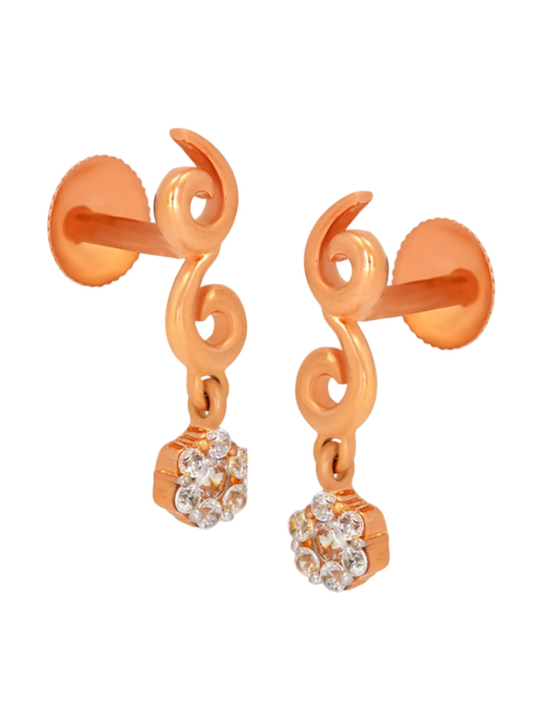 BHIMA Jewels 22K Hallmark 916 Purity Yellow And Rose Gold Hanging Stone Stud