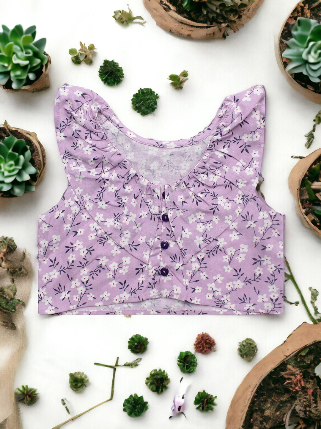 Superminis Girls Floral Print Crop Rayon Sleeveless Top