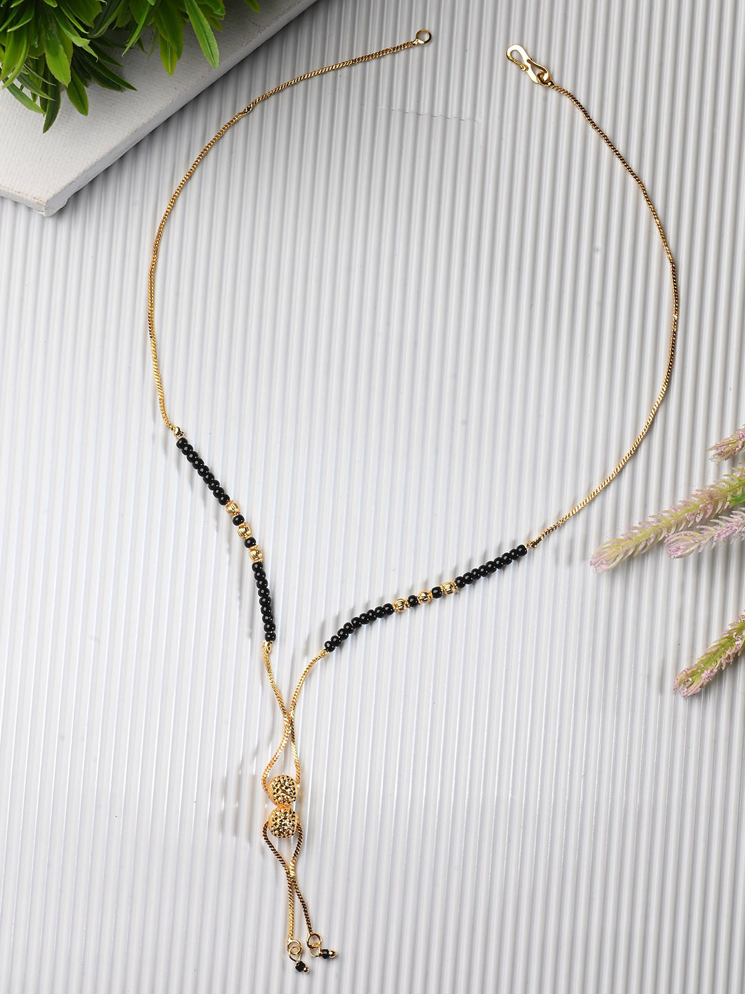 AanyaCentric Beaded Mangalsutra & Ring Set