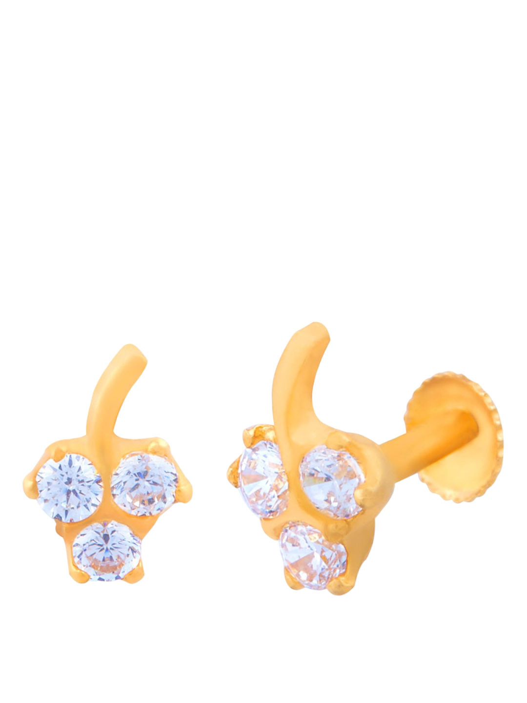 BHIMA 22K BIS Hallmark (916) Yellow Gold Fancy Stone Nose Pin