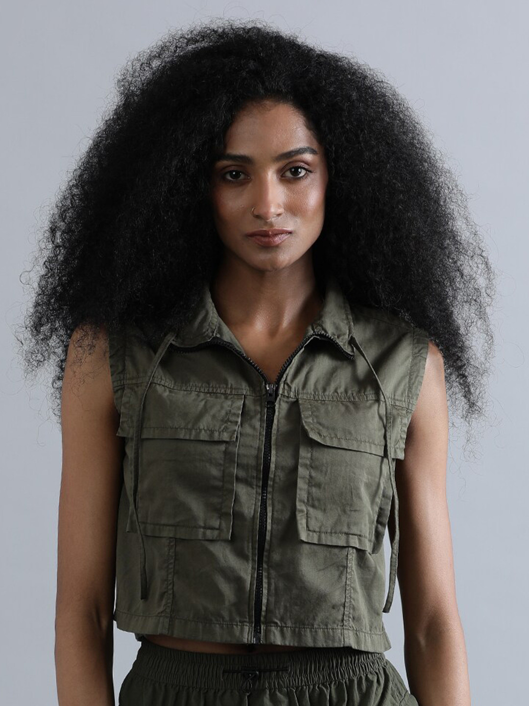 Bene Kleed Women Jacket style crop Top