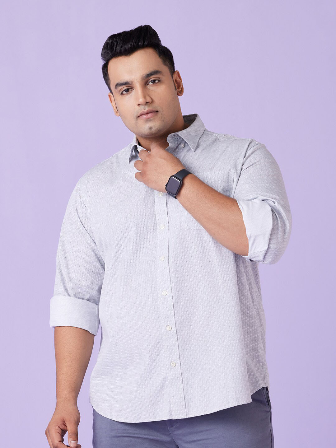 Big Hello - The Plus Life Micro Ditsy Printed Cotton Casual Shirt