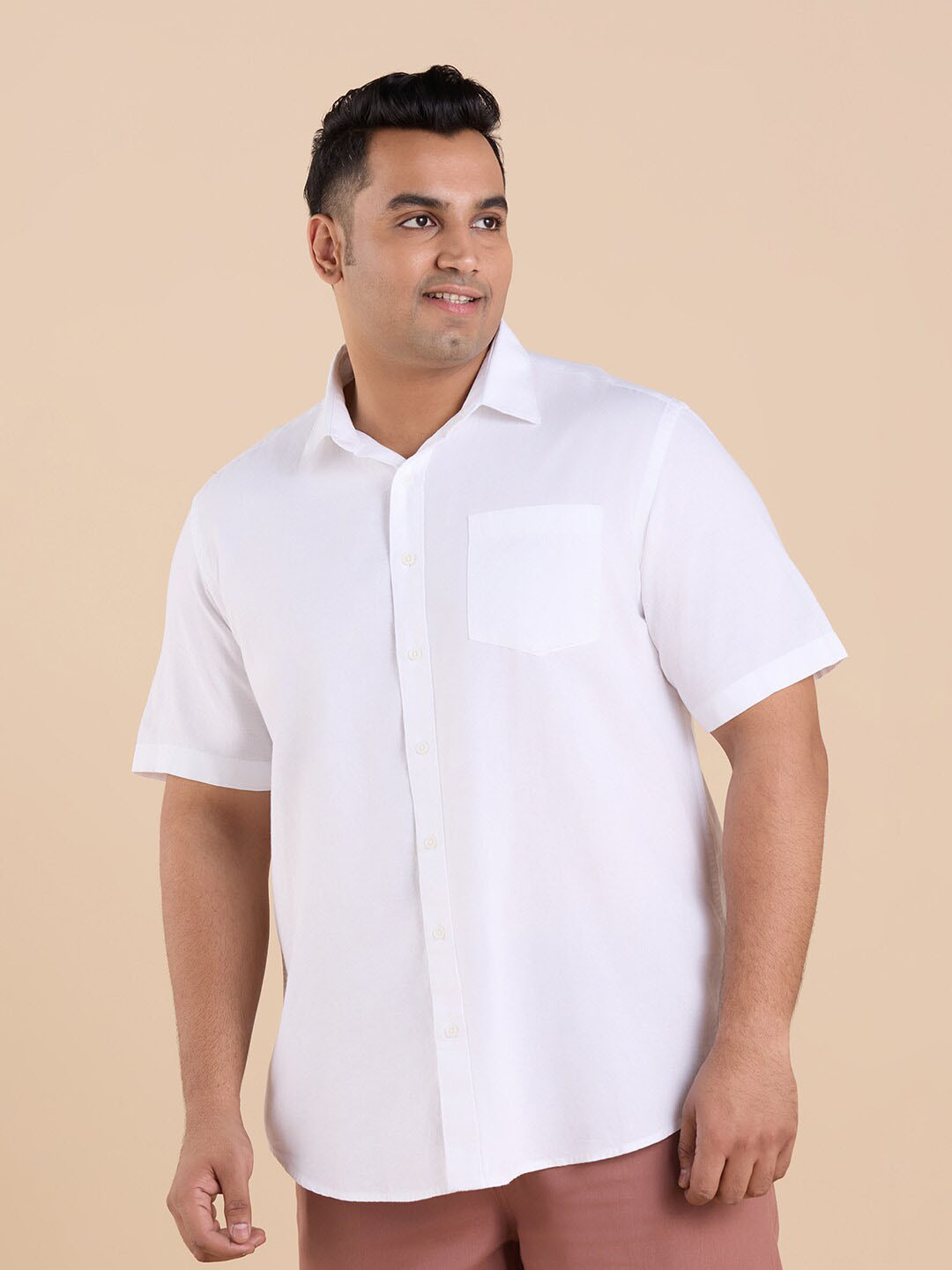 Big Hello - The Plus Life   Short Sleeves Linen Casual Shirt