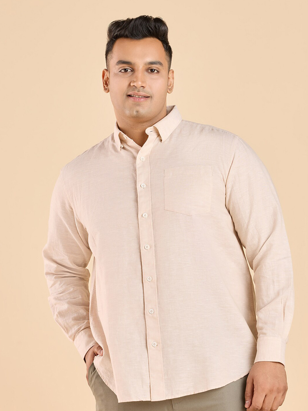 Big Hello - The Plus Life   Classic Fit Cotton Linen Casual Shirt