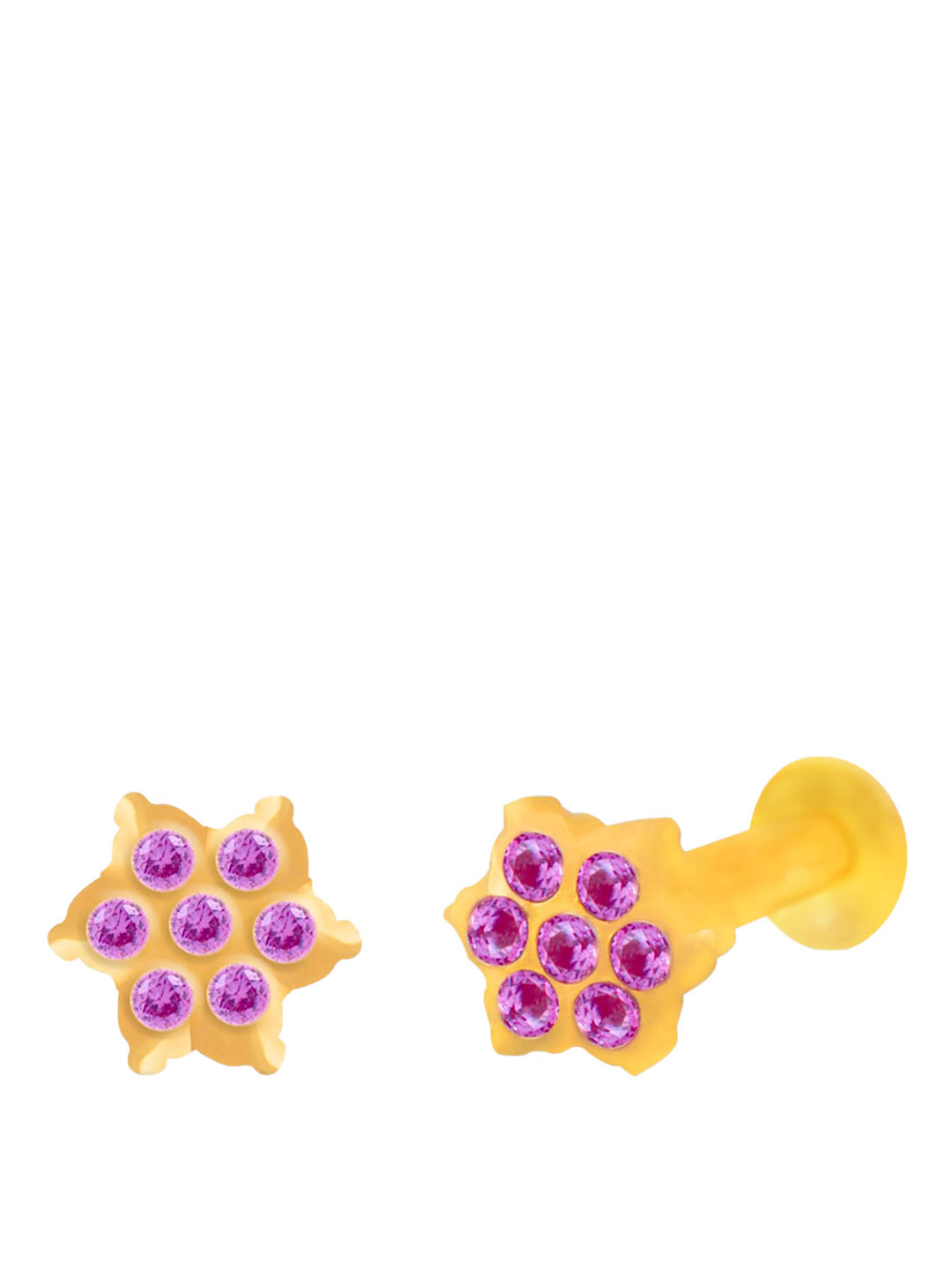 BHIMA 22K BIS Hallmark (916) Yellow Gold Designer Color Stone Nose Pin