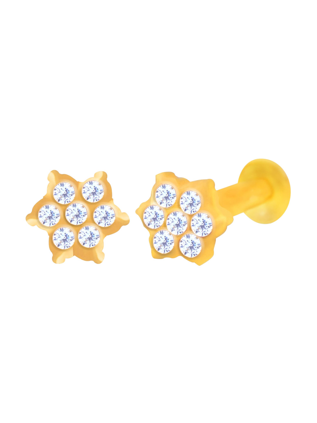 BHIMA 22K BIS Hallmark (916) Yellow Gold Designer Star Stone Nose Pin