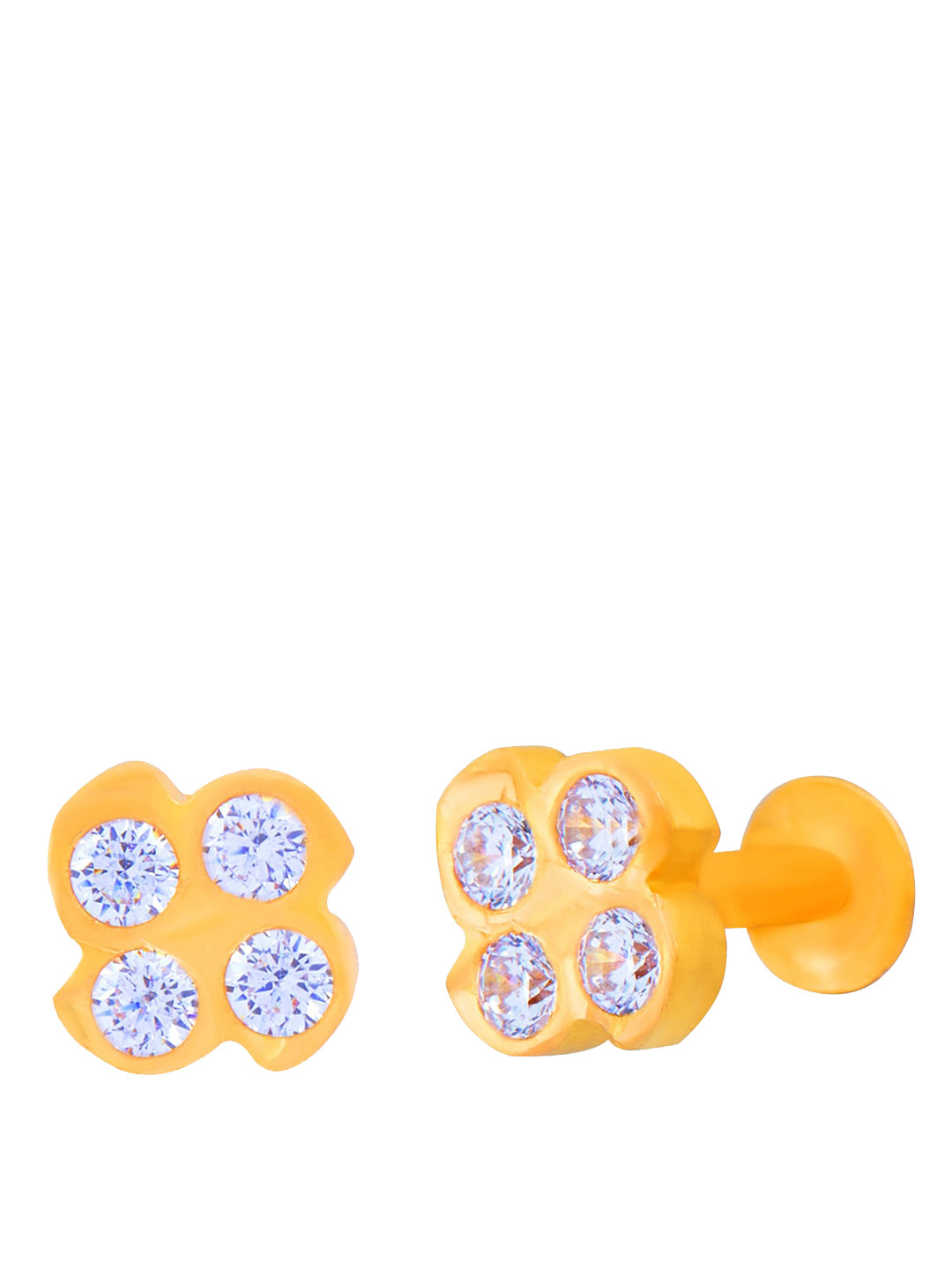 BHIMA 22K BIS Hallmark (916) Yellow Gold Floral Stone designer Nose Pin