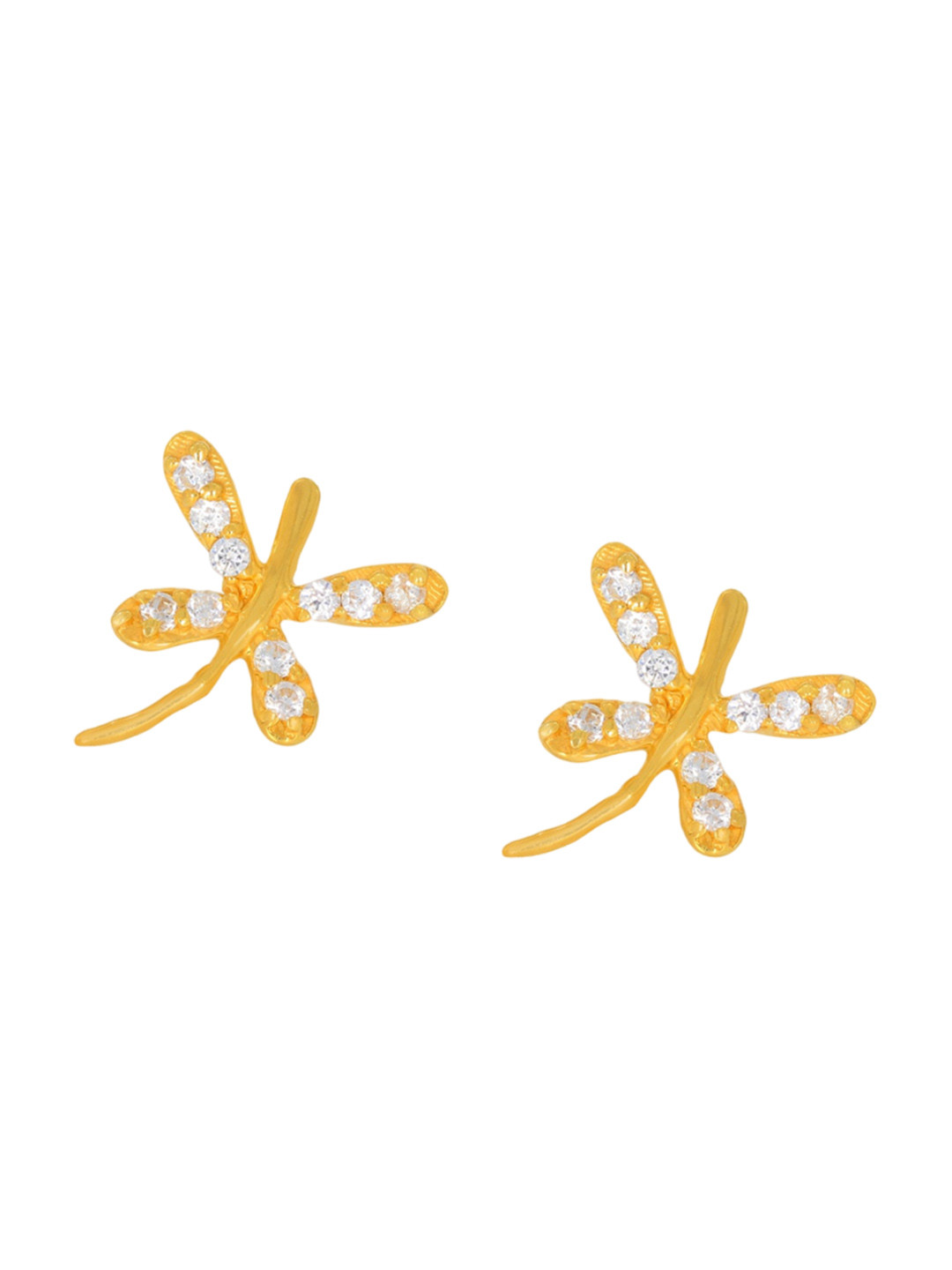 BHIMA Jewels 22K Hallmark 916 Purity Yellow Gold Dragon Fly Stone Stud