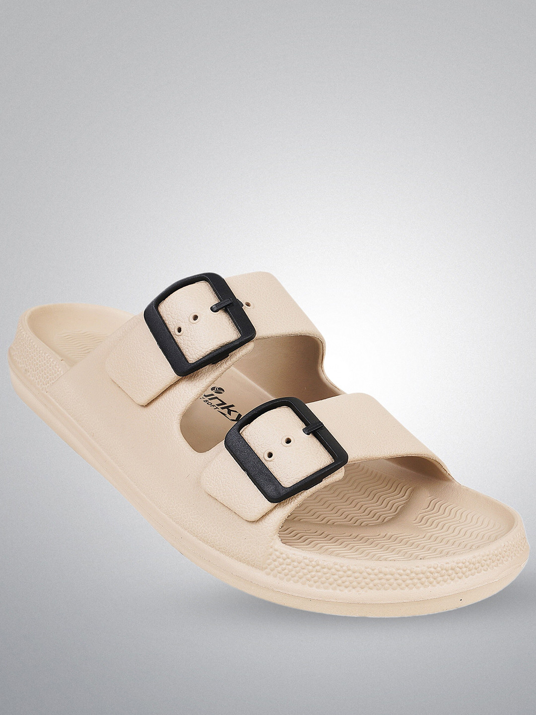 TRV Men Buckle Detailed Slip On Flip Flops
