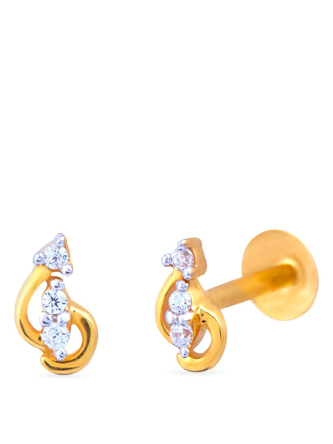 BHIMA 22K BIS Hallmark (916) Yellow Gold Radiant Stone Designed Nose Pin