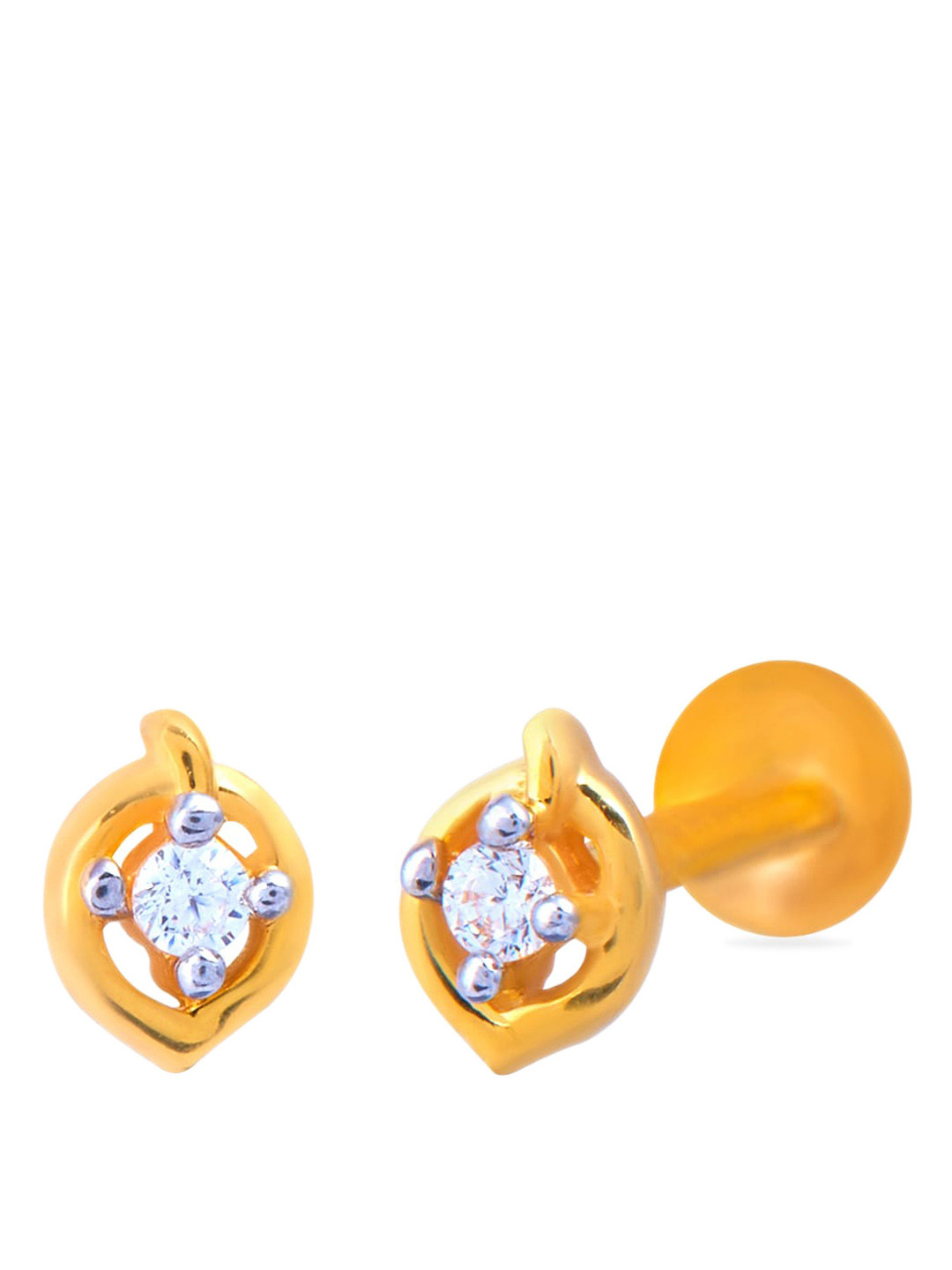 BHIMA 22K BIS Hallmark (916) Yellow Gold Designer Single Stone Nose Pin