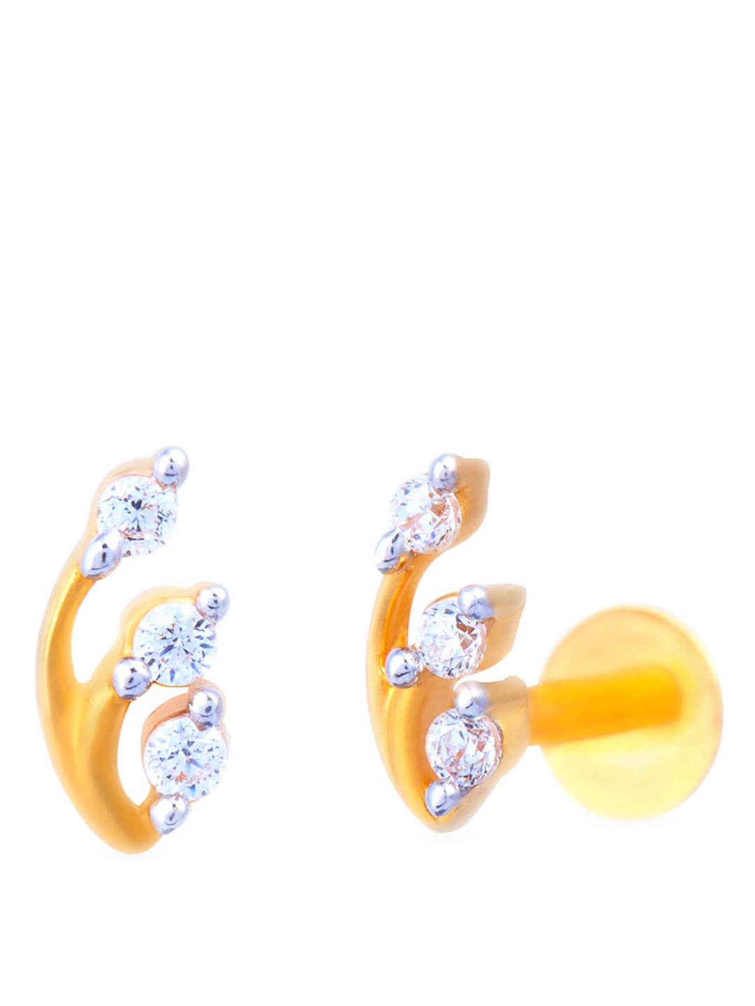 BHIMA 22K BIS Hallmark (916) Yellow Gold Dazzling Stone Nose Pin