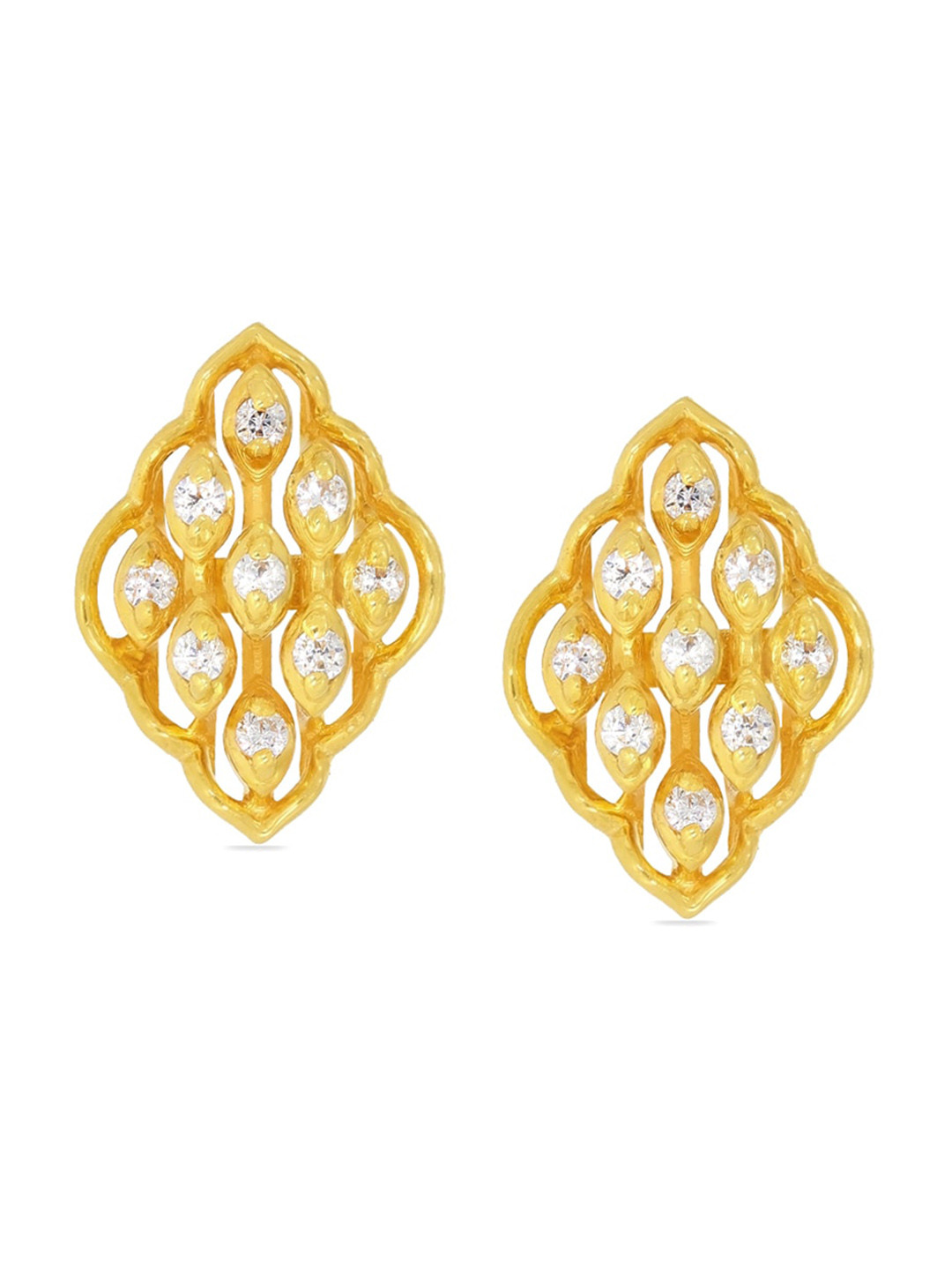 BHIMA Jewels 22K Hallmark 916 Purity Yellow Gold Net Stone Stud