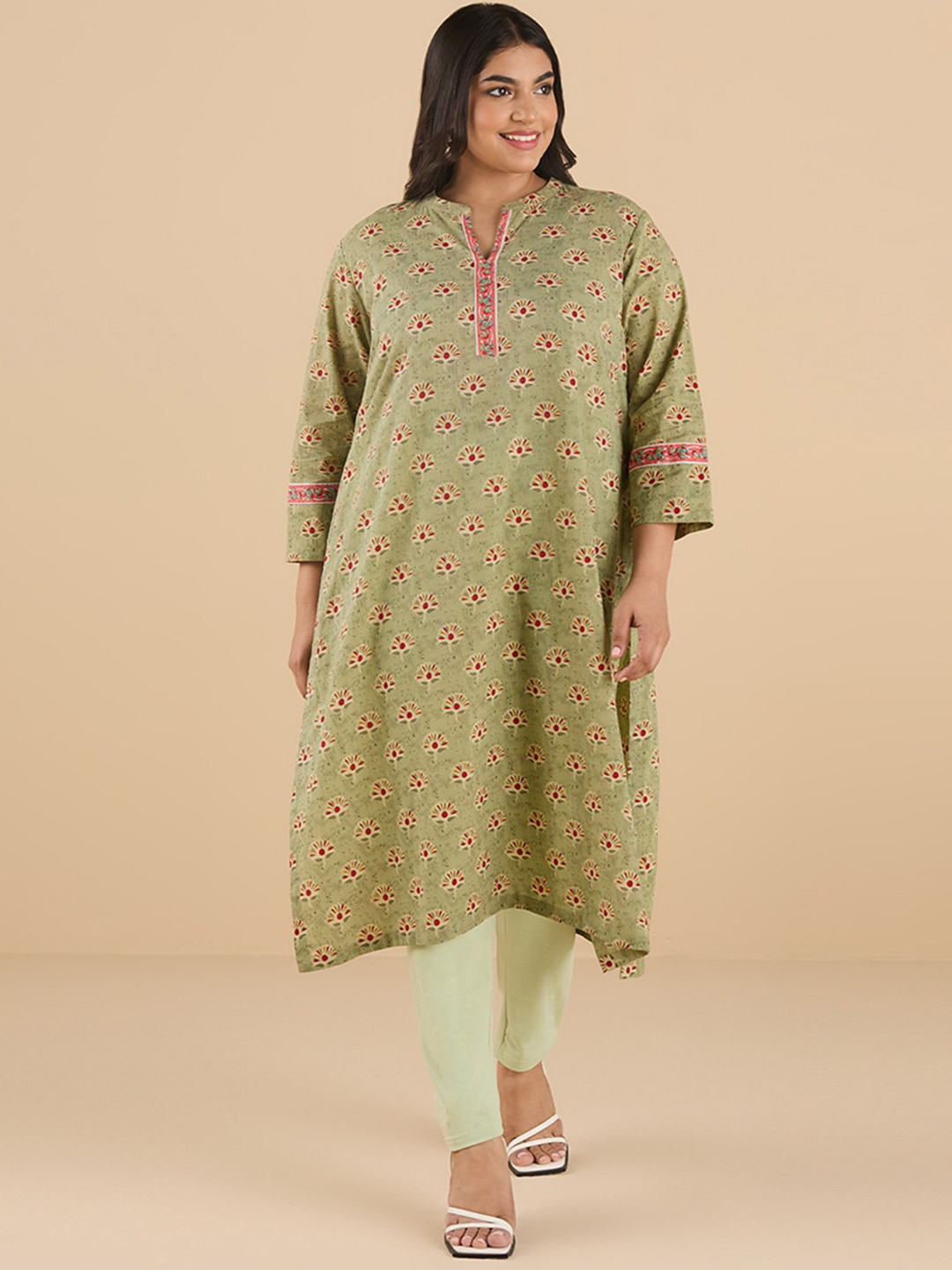 Big Hello - The Plus Life   Ethnic Motifs Printed Pure Cotton Straight Kurta
