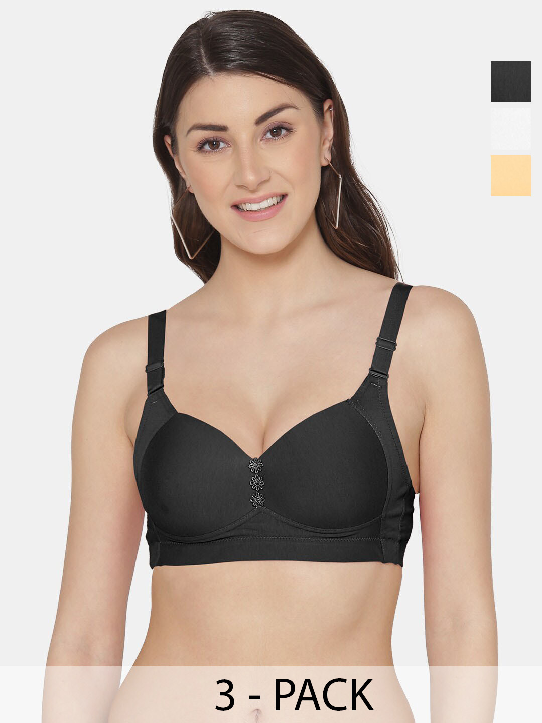 Tweens Pack of 3 Lite Wite Minimiser Support Medium Padded Cotton-Spandex Bra