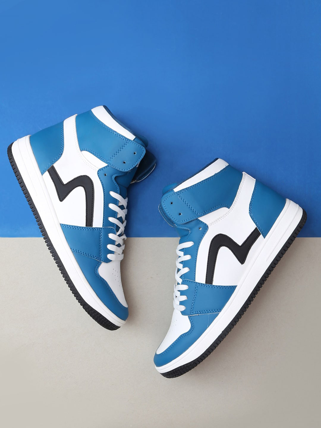 SPYKAR Men Colourblocked Comfort Insole Contrast Sole High Top Lace-Ups Sneakers
