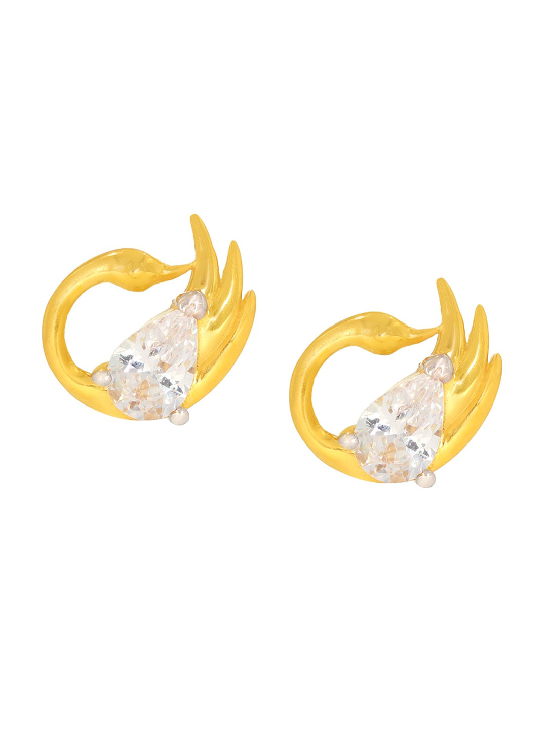 BHIMA Jewels 22K Hallmark 916 Purity Yellow Gold Swan Stone Stud