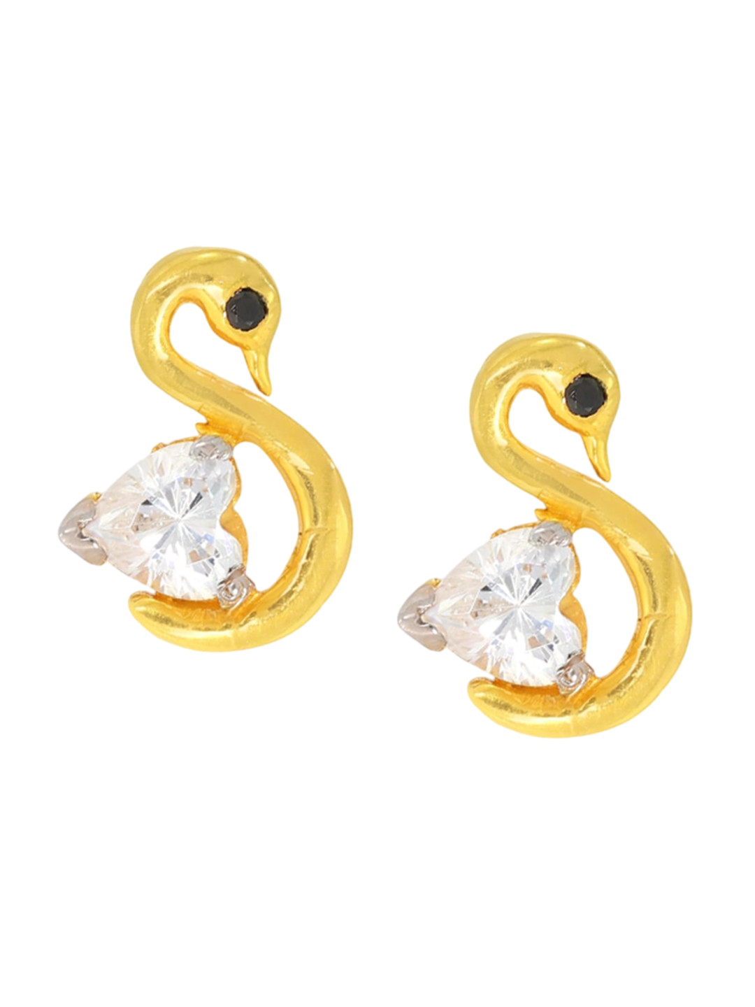 BHIMA 22K Hallmark 916 Purity Yellow Gold Swan Stone Stud