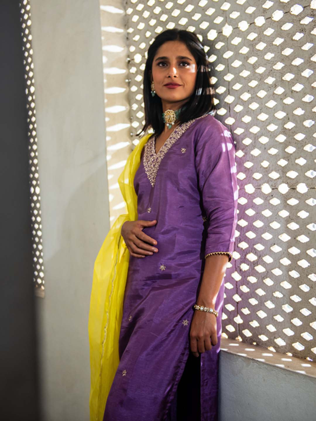 KAHVA Women Ethnic Motifs Embroidered Regular Thread Work Kurta with Trousers & With Dupatta