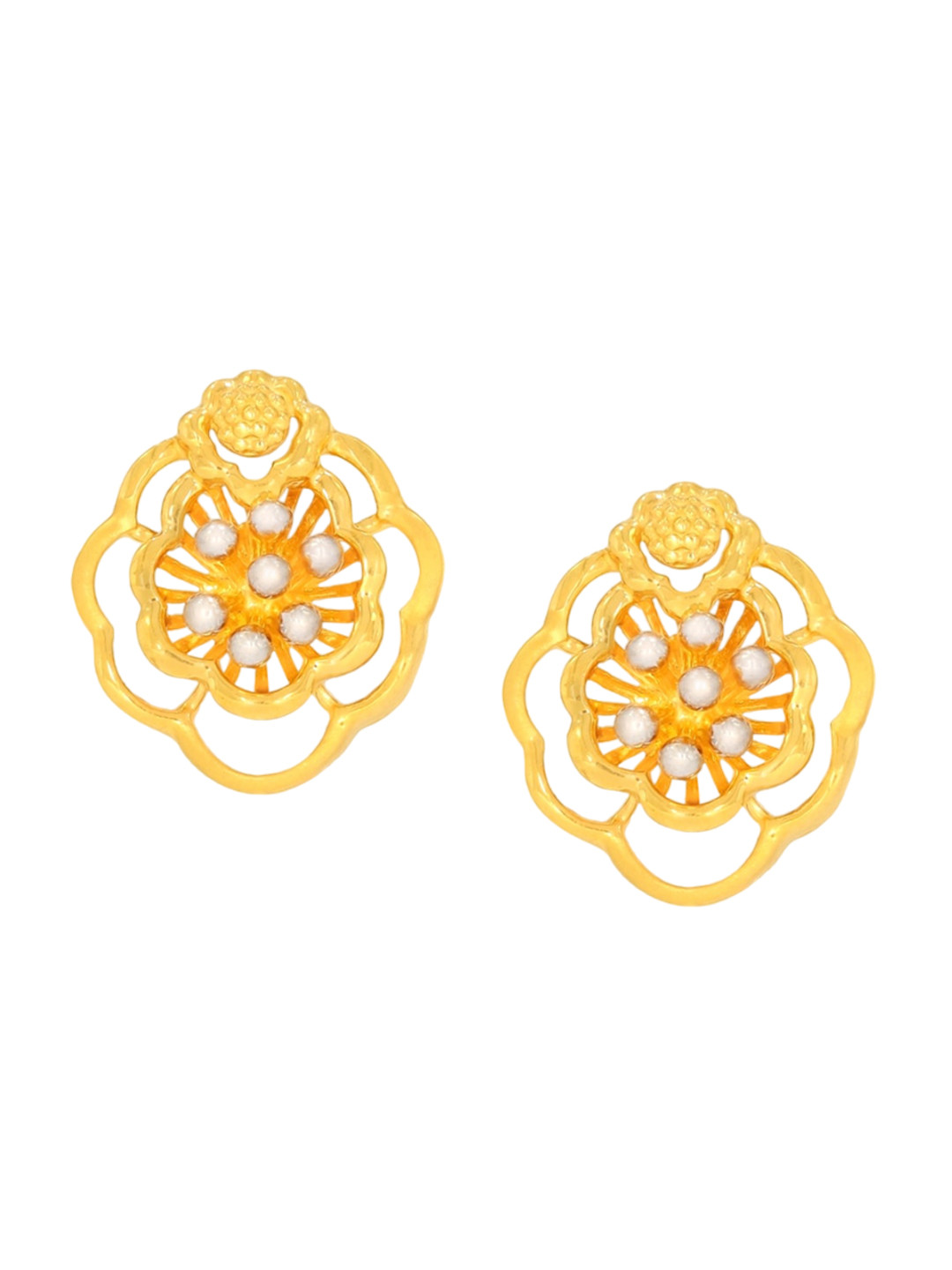 BHIMA 22K Hallmark 916 Purity Yellow Gold Flower Modal Studs