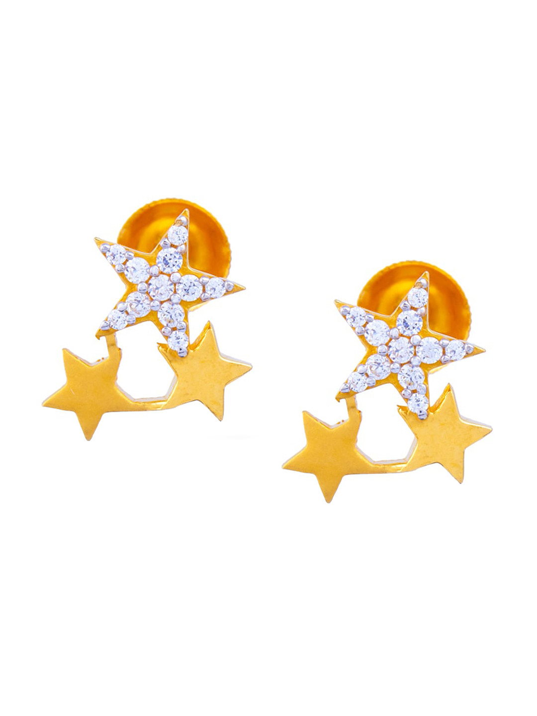 BHIMA 22K Hallmark 916 Purity Yellow Gold Tristar Stone Stud