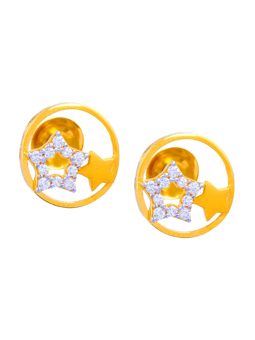 BHIMA 22K Hallmark 916 Purity Yellow Gold Star Stone Stud