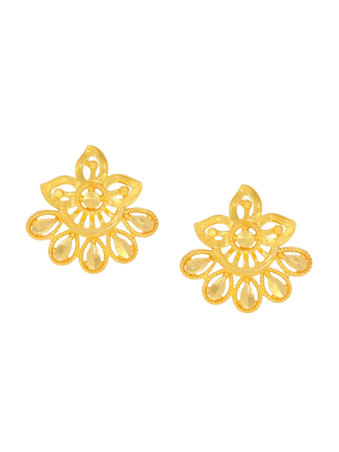 BHIMA Jewels 22K Hallmark 916 Purity Yellow Gold Flower Modal Studs