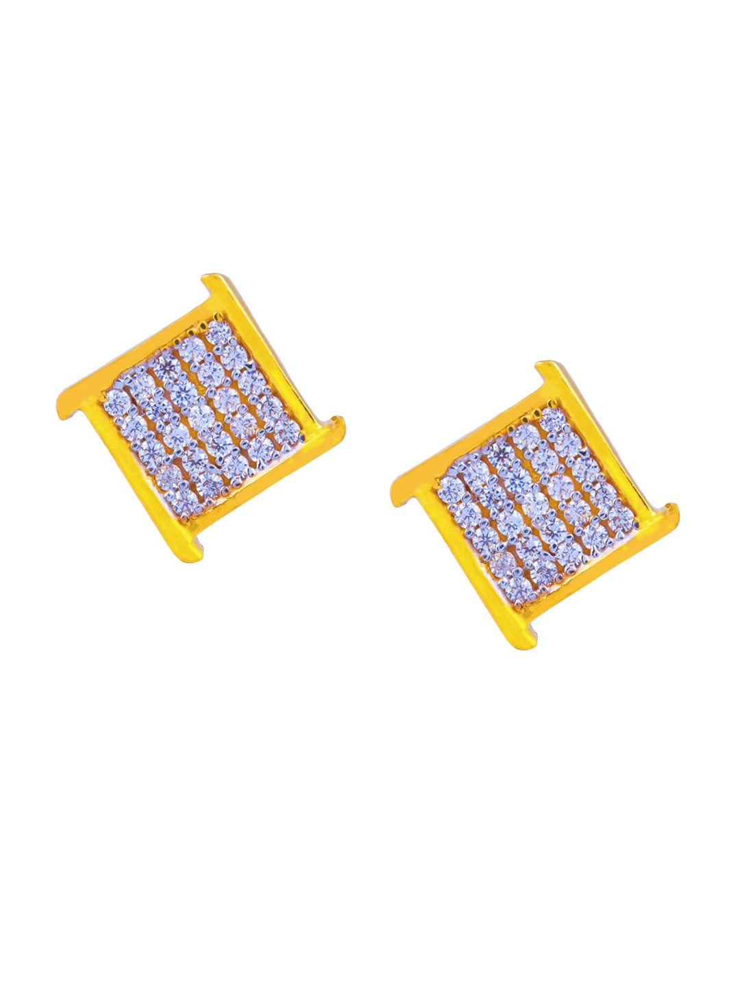 BHIMA 22K Hallmark 916 Purity Yellow Gold Square Stone Stud